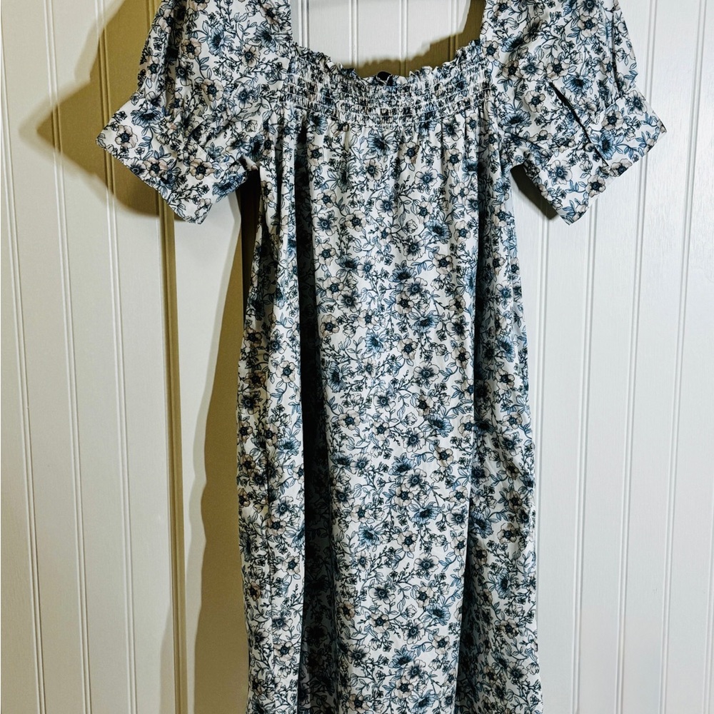 J. Crew Floral White and Cream Puff Sleeve Sundress